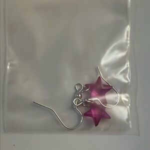 Pink cubic zirconia stearling silver earrings !!